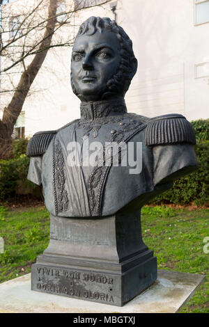 Statue/Büste von General Bernardo O'Higgins in Richmond upon Thames, Surrey. UK. (96) Stockfoto