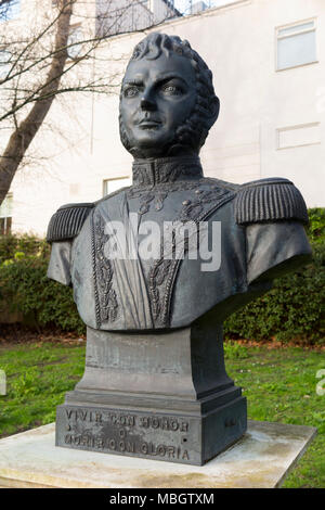 Statue/Büste von General Bernardo O'Higgins in Richmond upon Thames, Surrey. UK. (96) Stockfoto