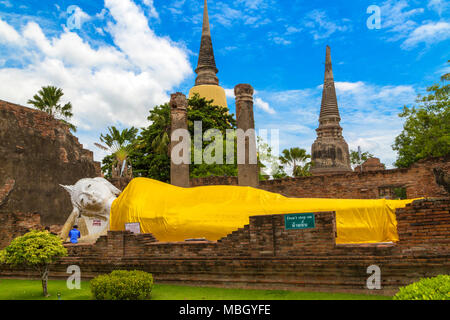 Liegenden Buddha, Wat Yai Chai Mongkhon, Ayutthaya, Thailand Stockfoto