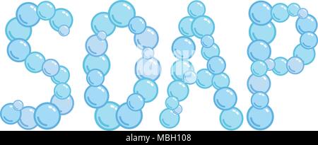 Seife Zeichen von Seifenblasen, Seife Wort gemacht, Vector Illustration Abzeichen Stock Vektor