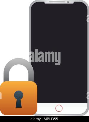 Smartphone Sicherheit Daten Schutz Symbol Vorhängeschloss Stock Vektor