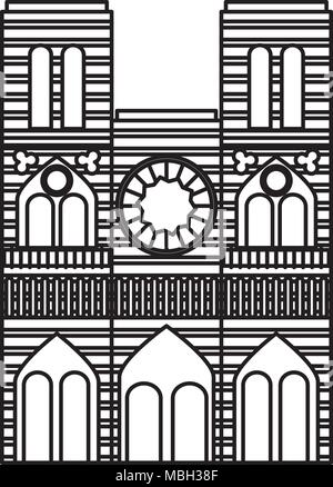 Kathedrale Notre Dame, Sehenswürdigkeiten Architektur Kirche in Paris. Stock Vektor