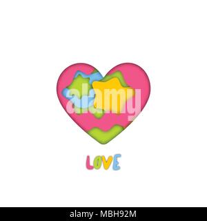 Farbenfrohe kunst Papier Handwerk von Herzen zum Valentinstag grafik design Idee Konzept Stock Vektor