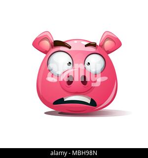 Lustig, nett, crazy pig Symbol. Traurige smiley. Symbol für 2019. Stock Vektor