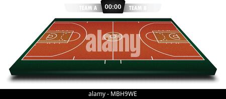 Realistische Denim Textur von Basketball Feld 3d mit score board für Element Vector Illustration Design Konzept Stock Vektor