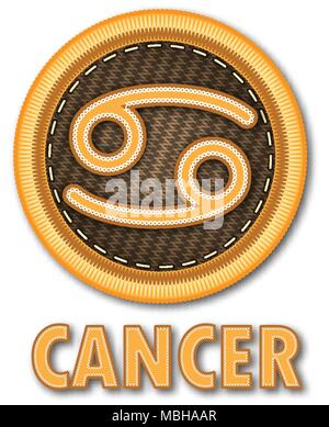 Gesticktes patch Arbeiten von krebs Sternzeichen Symbol für Vektor Grafik Design Konzept Idee Stock Vektor