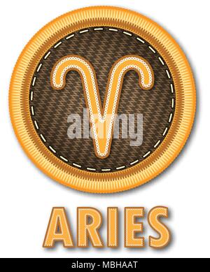 Gesticktes patch Arbeit der Widder Sternzeichen Symbol für Vektor Grafik Design Konzept Idee Stock Vektor