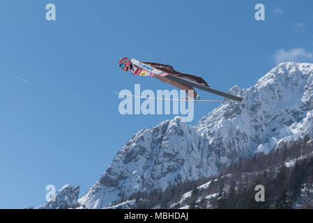 PLANICA, Slowenien - 24. MÄRZ 2018: FIS Weltcup Skispringen Finale - Dawid KUBACKI POL Stockfoto