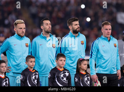 Rom, Italien. 10 Apr, 2018. Spieler von Barcelona nach der UEFA Champions League Finale zwischen AS Rom und FC Barcelona im Olympiastadion. Credit: Ernesto Vicinanza/SOPA Images/ZUMA Draht/Alamy leben Nachrichten Stockfoto