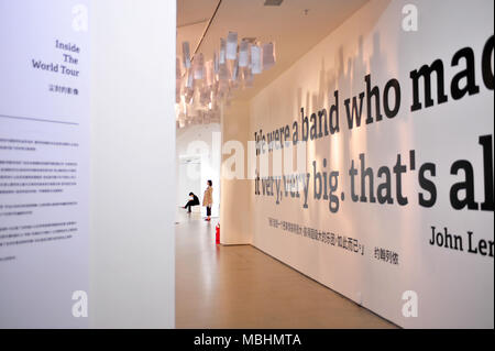 Peking, Peking, China. 11 Apr, 2018. Peking, China - Die "Die Beatles, Morgen" Ausstellung ist in Peking vom 24. bis 27. Mai 2018 statt. Credit: SIPA Asien/ZUMA Draht/Alamy leben Nachrichten Stockfoto