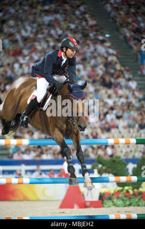 Olympische Spiele 2008, Hong Kong (Peking Spiele) August 2008, Kenneth Cheng (HKG) Reiten Kann, Einzelne springen und Team nähere Bestimmung Stockfoto