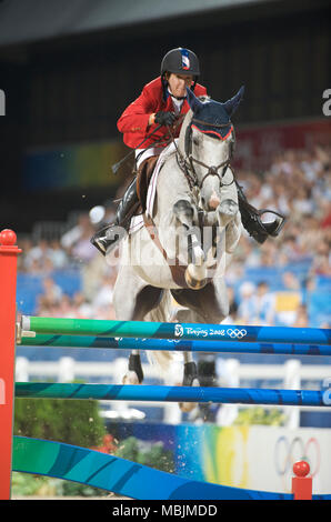 Olympische Spiele 2008, Hong Kong (Peking Spiele) August 2008, Laura Kraut (USA), Cedric, Team Springen endg. Stockfoto