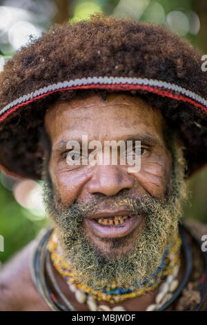 Porträt einer Huli initiieren, Tari Tal, Papua-Neuguinea Stockfoto