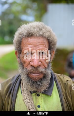 Portrait eines bärtigen Mannes, Tari Tal, Papua-Neuguinea Stockfoto