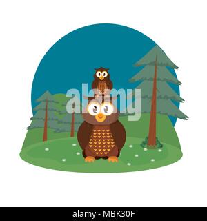 Eulen niedliche Tiere cartoons Stock Vektor