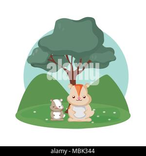 Biber Familie niedliche Tiere cartoons Stock Vektor