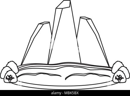 See und Berge Symbol auf weißem Hintergrund, Vector Illustration Stock Vektor