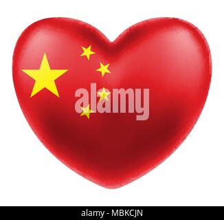 China Flagge auf einem Liebe Herz logo Vektor Stock Vektor