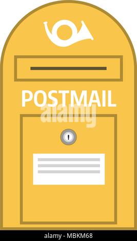 Vintage gelben Briefkasten oder Mail Post Symbol Stock Vektor