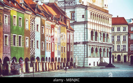 Retro Style getonten Bild der Alten Marktplatz Posen, Polen. Stockfoto