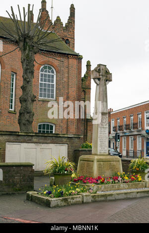 Billericay, Essex, England, April 2018 einen Blick auf das Kriegerdenkmal Stockfoto