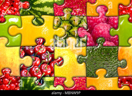 Collage von Obst Rätsel für nahtlose Muster zusammengestellt. Werden nebeneinander endlos. Stockfoto