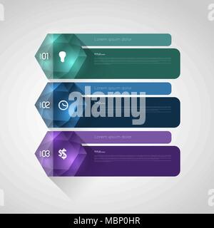 Infografik Vorlage Banner mit Kristallen, Option Schritte Stock Vektor