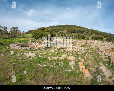 Ein Blick auf die Nuragische Komplex von Palmavera Stockfoto