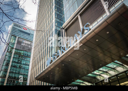 Die Barclays Bank, Churchill, Canary Wharf, London, E1, UK Stockfoto