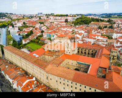 Das Kloster San Martin Pinario oder Mosteiro de San Martin Pinario Antenne Panoramablick in Santiago de Compostela in Galizien, Spanien Stockfoto