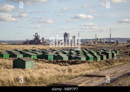 Fishermens Hütten. Paddys Loch, Redcar, England. Stockfoto