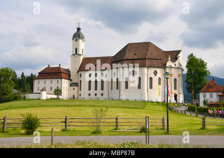 Wallfahrtskirche Zum Gegeißelten Heiland in Lechbruck am See, einer der berühmtesten Kirchen der Welt des Rokoko Stockfoto