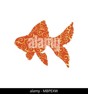 Goldfisch Fisch spiralförmige Muster Farbe silhouette Aquatic Animal. Vektor Illustrator. Stock Vektor