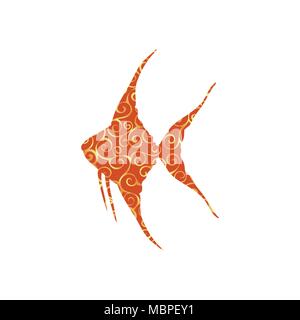 Scalare Fische spiralförmige Muster Farbe silhouette Aquatic Animal. Vektor Illustrator. Stock Vektor
