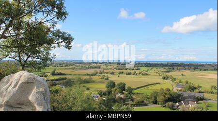 Panoramablick auf die Bucht von Mont Saint Michel Mont Dol Berg, Bretagne, Frankreich Stockfoto