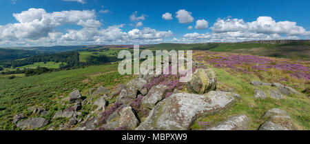 Tag Sommer am Carhead Felsen in der Nähe von Hathersage im Peak District National Park, Derbyshire, England. Stockfoto