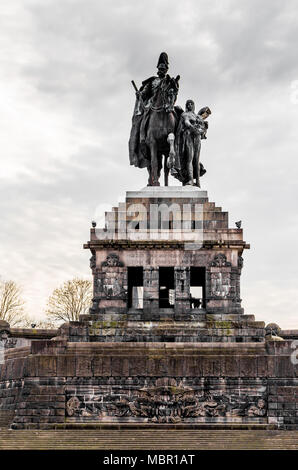 Kaiser Wilhelm Memorial Deutsches Eck in Koblenz Rheinland-Pfalz Deutschland. Stockfoto