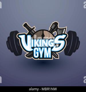 Vikings sport Logo, Vektor Emblem für gym Stock Vektor