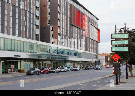 Quebec, Kanada. Vorderseite des Montreal Bus Terminal auf die Berri Street in der Innenstadt von Montreal. Stockfoto