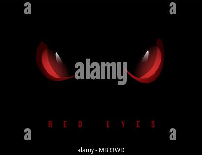 Red böse Augen auf schwarzem Hintergrund Stock Vektor