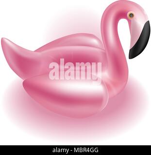 Flamingo aufblasbarer Ring. Cartoon 3d rosa Flamingo. Realistische aufblasbare Pool Ring. Pool Beach Party. Sommer Urlaub Vector Illustration. Stock Vektor