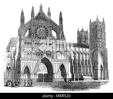 Vor dem nördlichen Querschiff, die Westminster Abbey, formal mit dem Titel die Stiftskirche St. Peter in Westminster, einem großen, vor allem gotische Abteikirche in Westminster, London, England. Es ist der traditionelle Ort der Krönung und Grabstätte für Englisch, später britischen Monarchen. Zwischen 1540 und 1556, die Abtei hatte den Status einer Kathedrale. Seit 1560 ist das Gebäude nicht mehr ein Kloster oder eine Kathedrale, statt den Status einer Kirche von England 'Royal seltsam" - eine Kirche, die direkt an den Souverän. Stockfoto