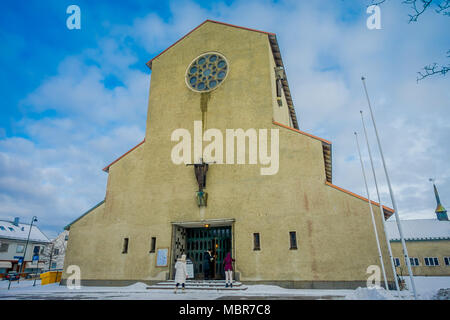 Bodo, Norwegen - 09 April, 2018: Outdoor Ansicht von Bodo Kathedrale in Nordland County, Norwegen Stockfoto