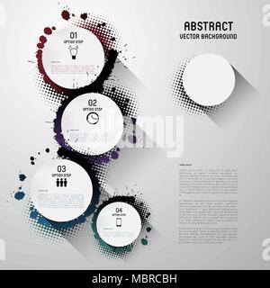 Option Kreis Banner mit Splatters und Halbton Wirkung Stock Vektor