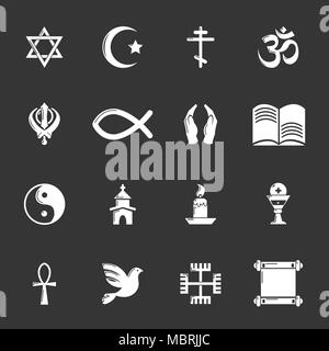 Religion Icons Set grau Vektor Stock Vektor