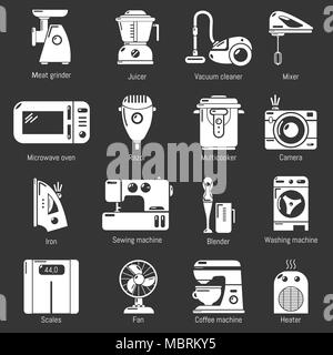 Haushaltsgeräte Icons Set grau Vektor Stock Vektor