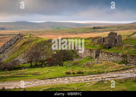 Die Ruinen der Foggintor Steinbruch im Nationalpark Dartmoor, Devon, England. Stockfoto