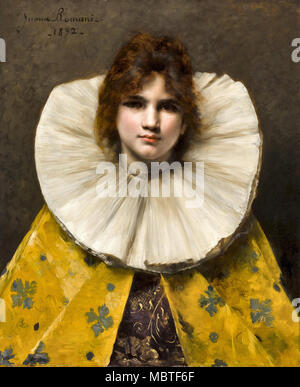 Romani Juana - Porträt eines jungen Mädchens mit einem gerafftem Kragen Stockfoto