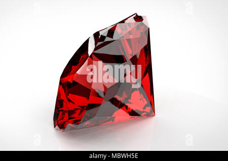 Große rote Raute auf weißem Hintergrund. 3D-Darstellung Stockfoto