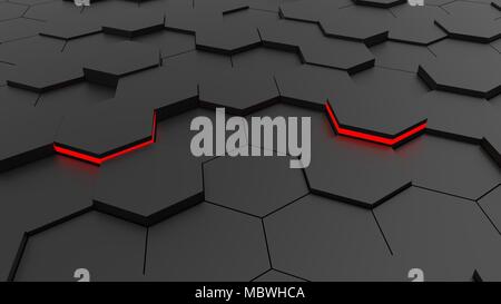 Futuristische sechseckigen schwarzen Stock. 3D-Darstellung Stockfoto